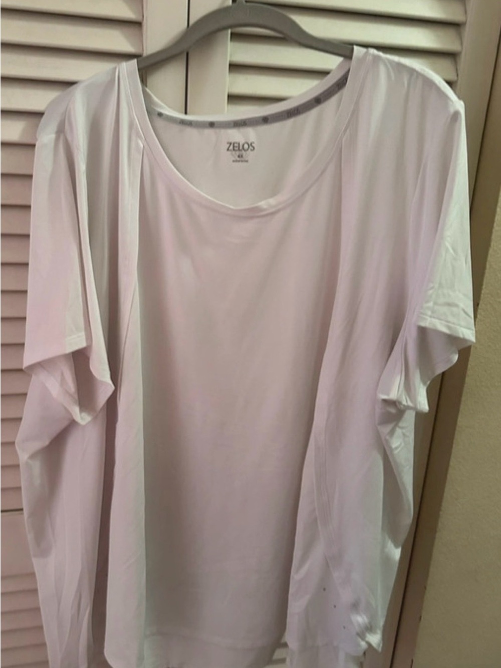 ZELOS White Scoop Neck Short Sleeve Women's Top